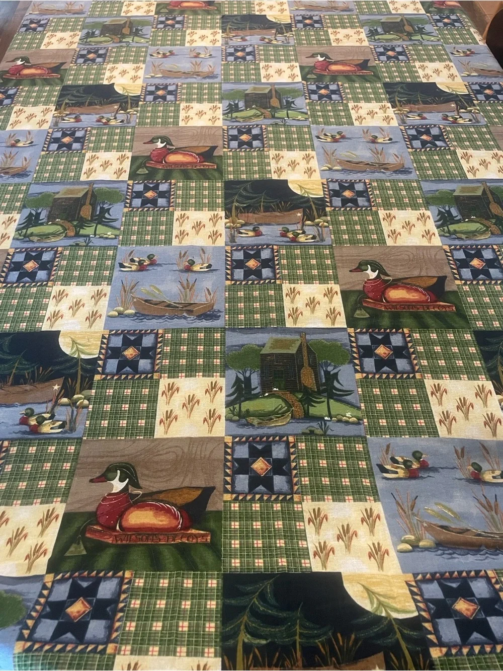 Tablecloth Plaid Patchwork Cotton Throw in Green Multi
